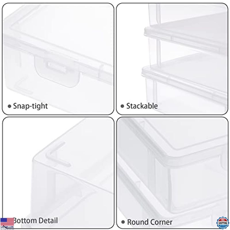 BTSKY 4-Pack Clear Plastic Storage Boxes with Flap Lid – Craft Organizers for