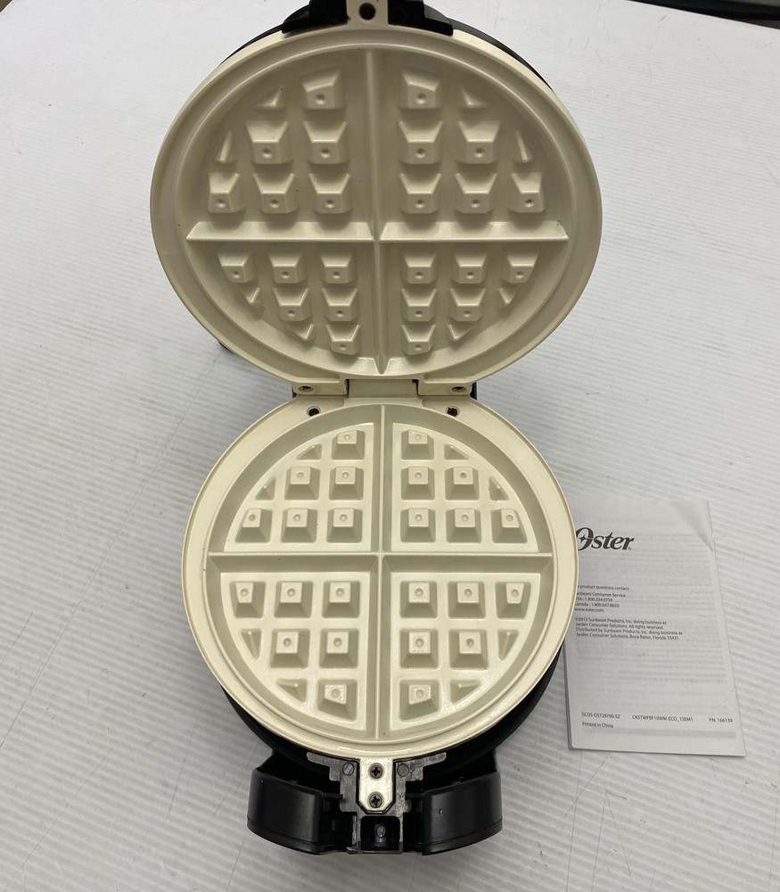 Oster Flip Belgian Waffle Maker Temp Control Non Stick Easy Clean W/ User Guide