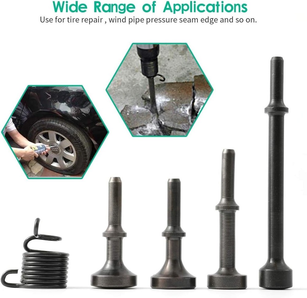 5 Pcs Pneumatic Air Hammer Bits Kit Black