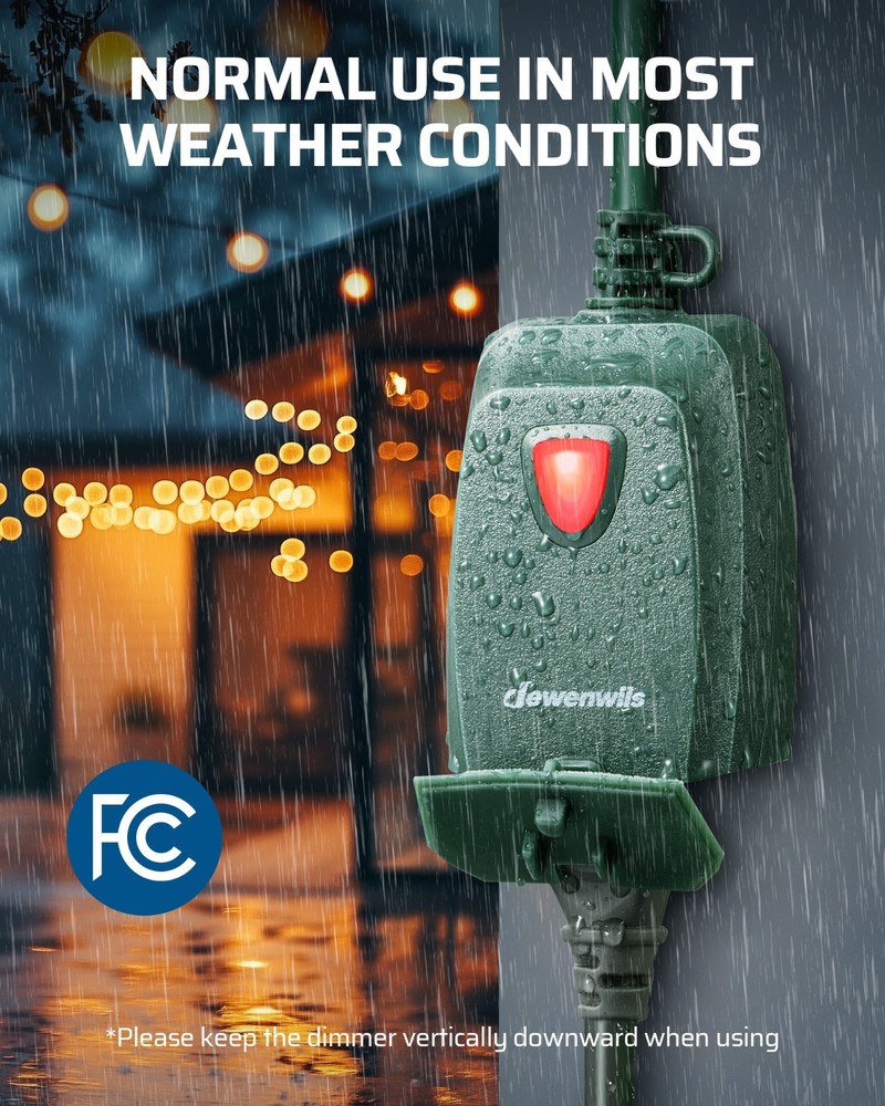 DEWENWILS Outdoor Dimmer for String Lights, Remote Control, Weatherproof, 100FT