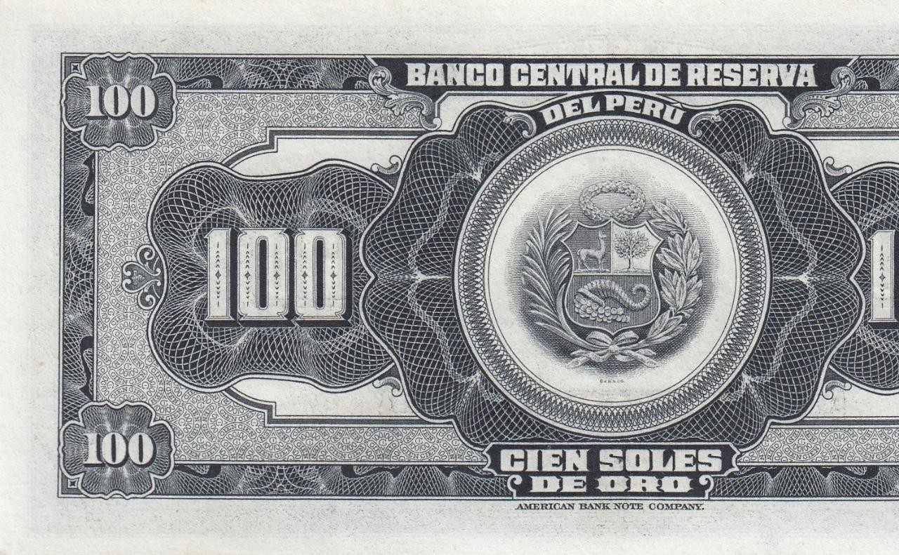 1962 PERU 100 SOLES ~Ladder S/No. **984576**~ "AB" ^RARE^ (( GEM UNC ))