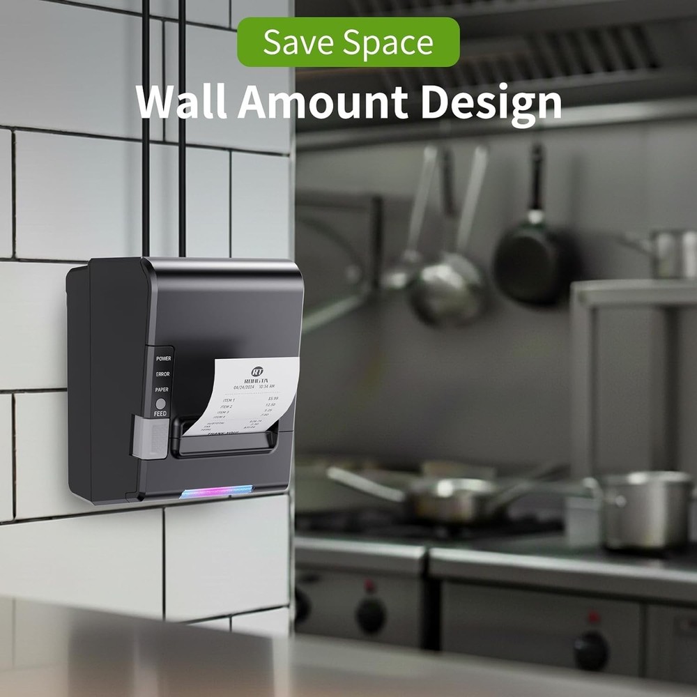 POS Printer, 80mm Thermal Receipt Printer, Restaurant Kitchen Printer with Au...