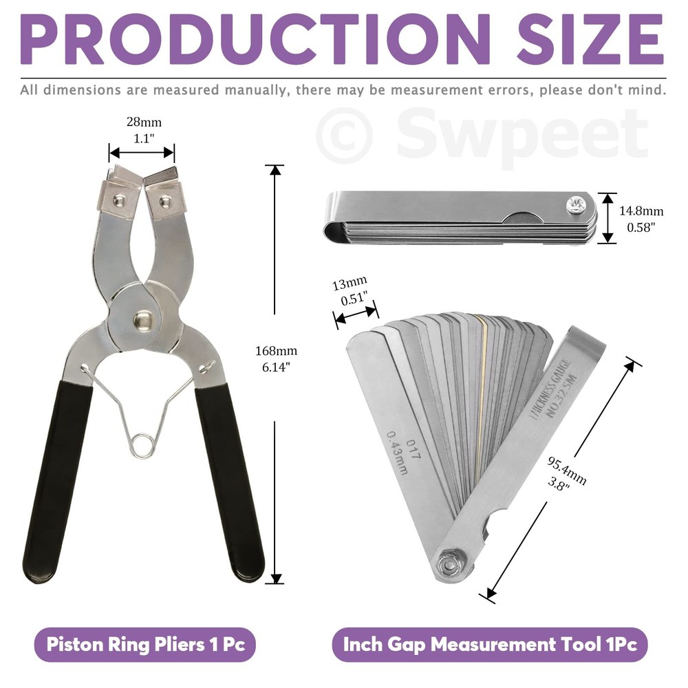 Swpeet 8Pcs 3" 4" 6" Piston Ring Compressor and Adjustable Piston Installatio...