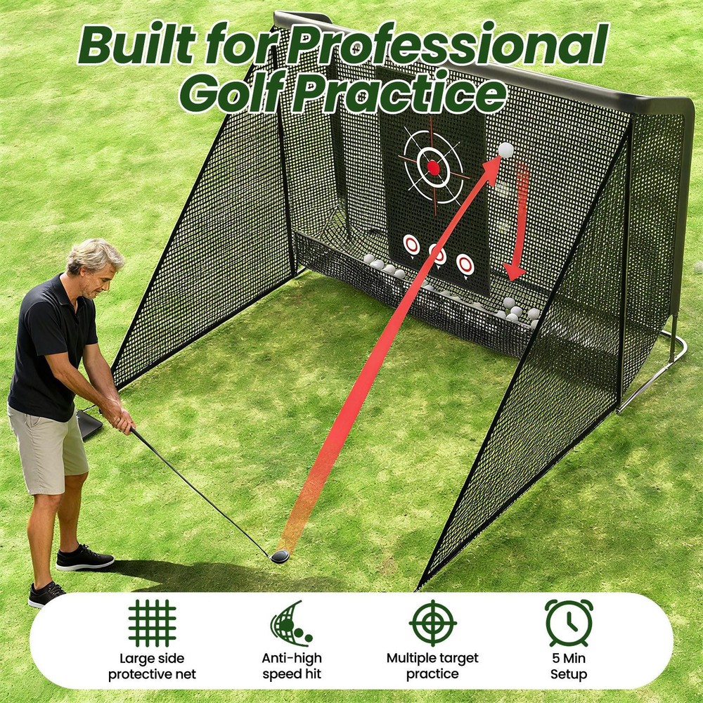 10x7ft Golf Practice Net w/ Target Cloth Driving Golf Hitting Training Net