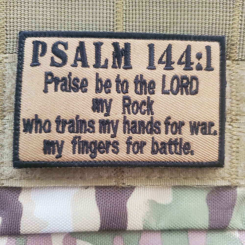 PSALM 144:1 Embroidered Tactical Morale Patch Hook and Loop