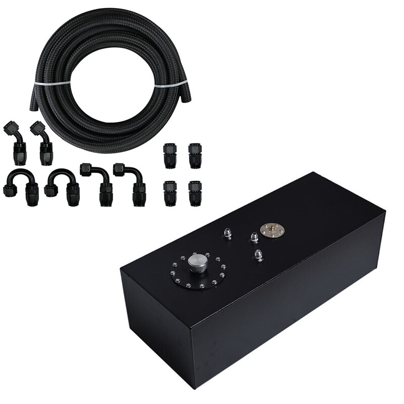 19 Gallon Fuel Tank Aluminum Race Fuel Cell Gas Tank w/ Cap & Level Sender Black