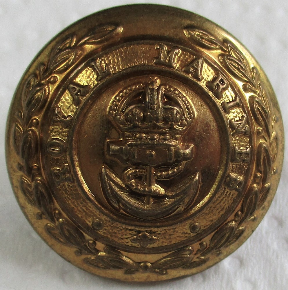 British Military:"ROYAL MARINES OFFICER'S BRASS BUTTON"(Large, 24mm, WW2 Period)