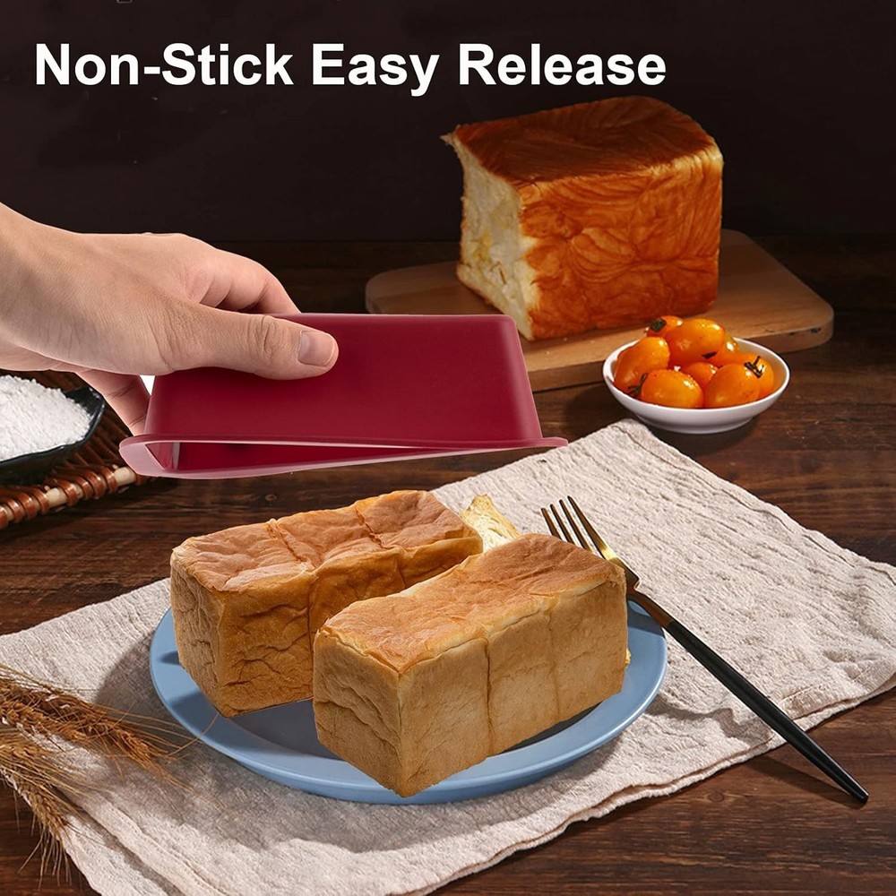 4 Pack Mini Silicone Loaf Pans Non Stick Rectangle Small Cake Pans for-Baking