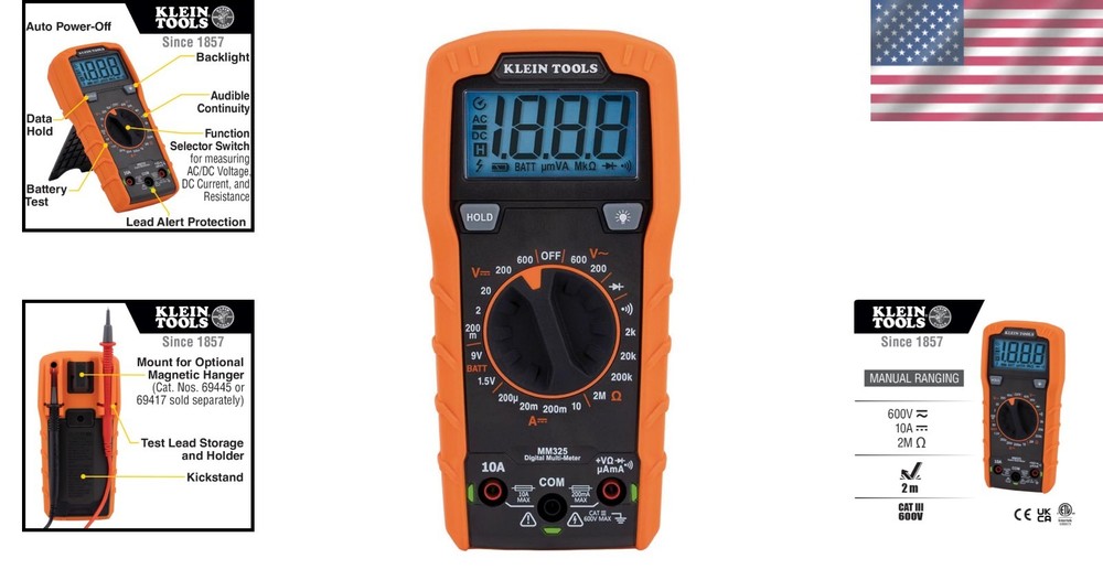 Pro-Grade Digital Multimeter for 600V Voltage Testing & Battery Diagnostics