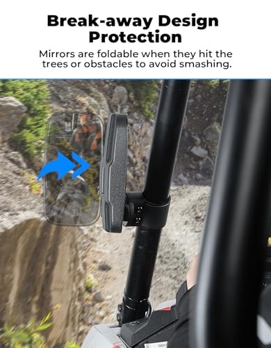 UTV Side Mirrors & Center Mirror with 1.6" to 2" Roll Bar Cage - Adjustable