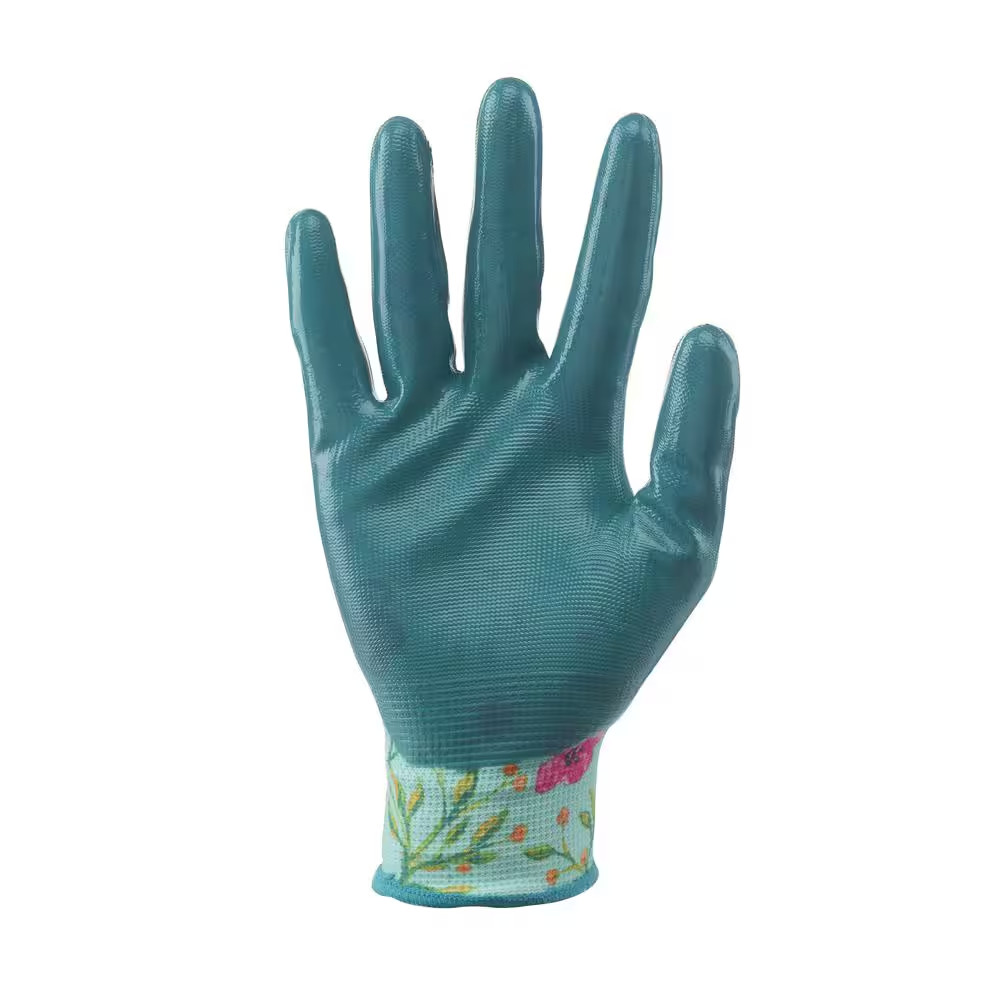 Ladies Large Size Nitrile Grip Garden Gloves for Gardening Yard Work Planting