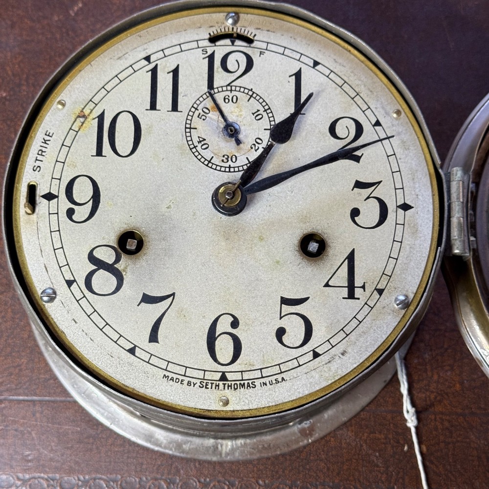 Antique SETH THOMAS Nautical Bulkhead Repeating Clock Repeater Working Great