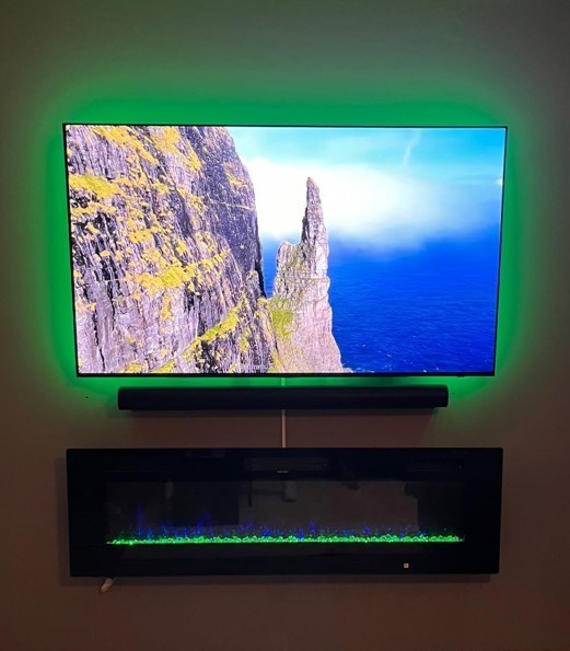 Chimenea Electrica De Calentador Empotrado Pared Remoto Ultrafino 12 Colores 50"