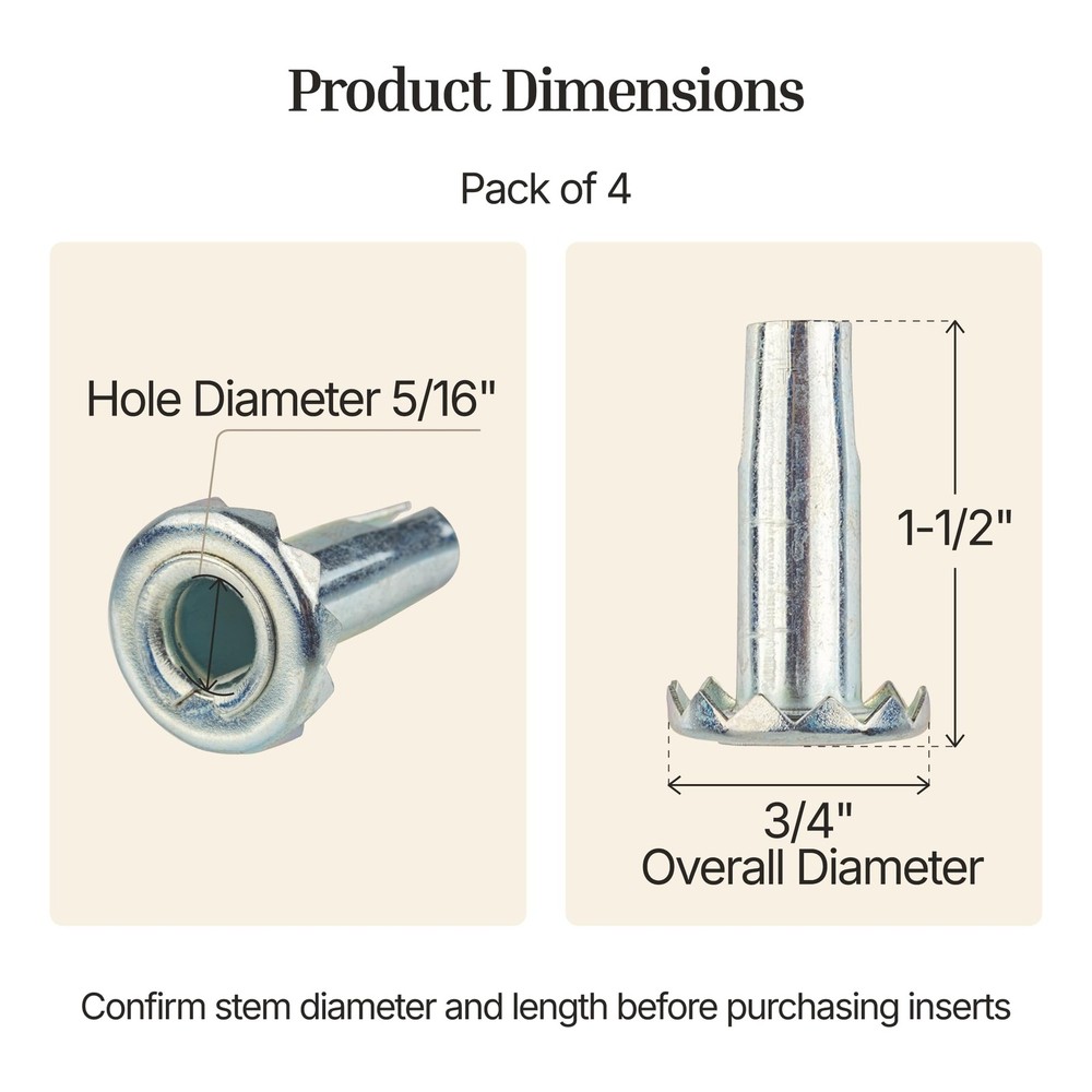 Grip Ring Socket Insert for 5/16" x 3/4" x 1 1/4" with 2" wheel width, Steel