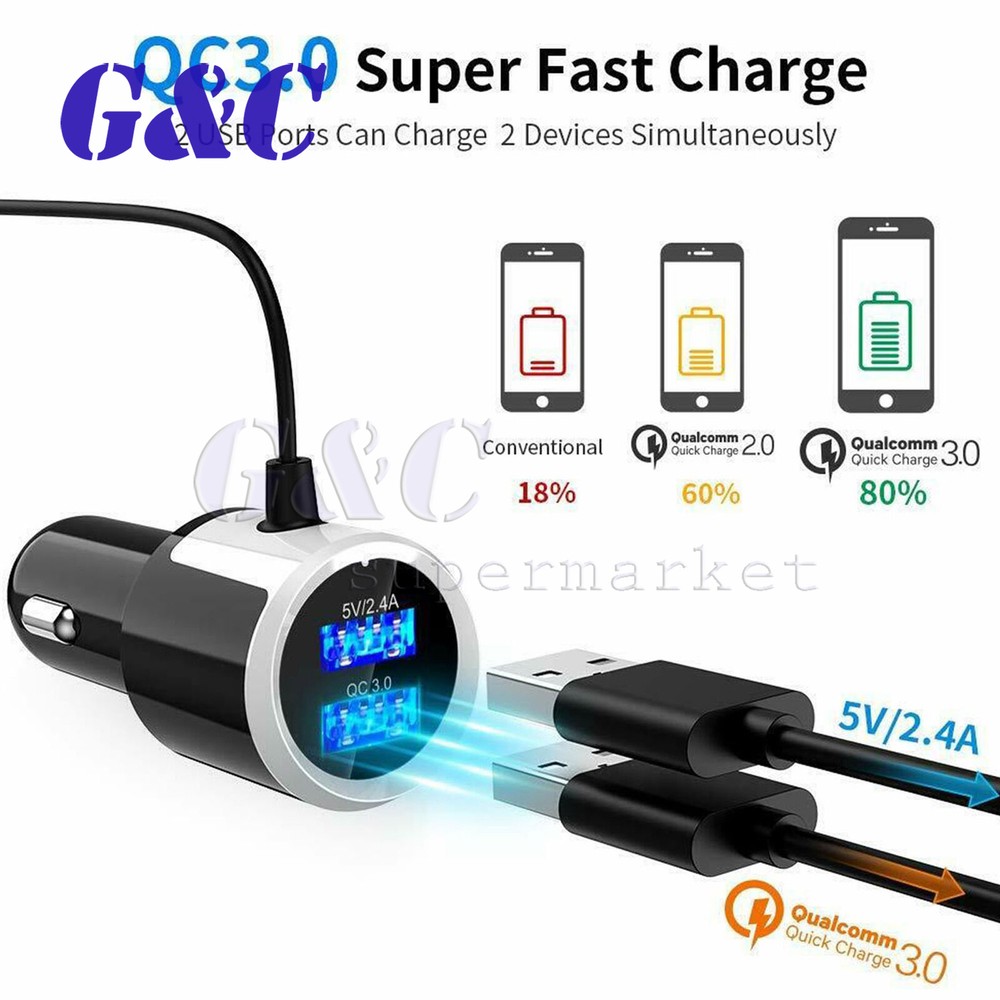 Bluetooth 5.0 Handsfree Car Kit FM Transmitter MP3 Player & USB Fast Charger AUX