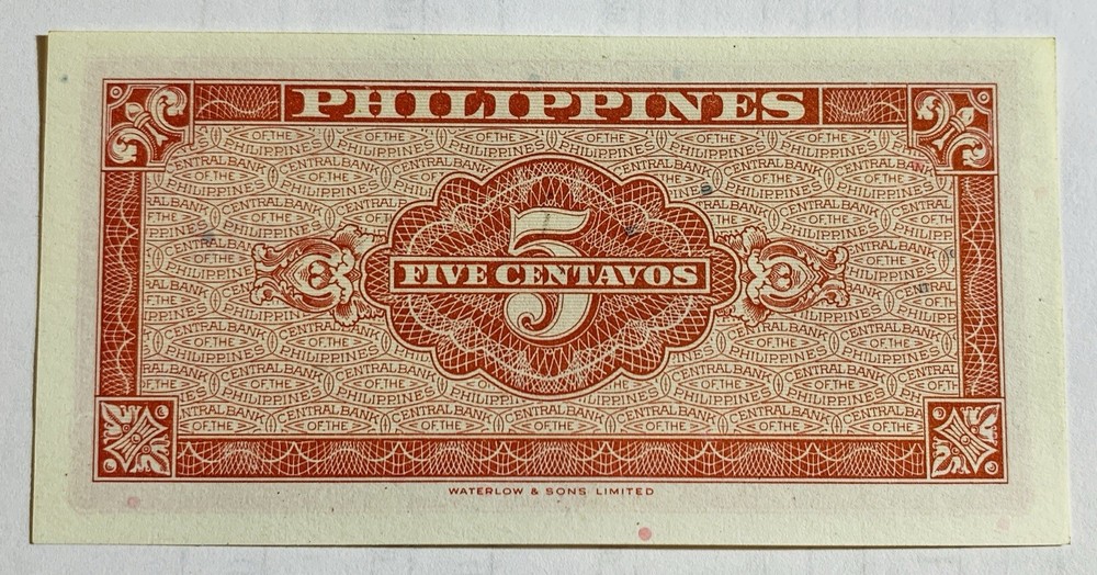 1949 Philippines Central Bank Note 5 Centavos P-125a, UNC