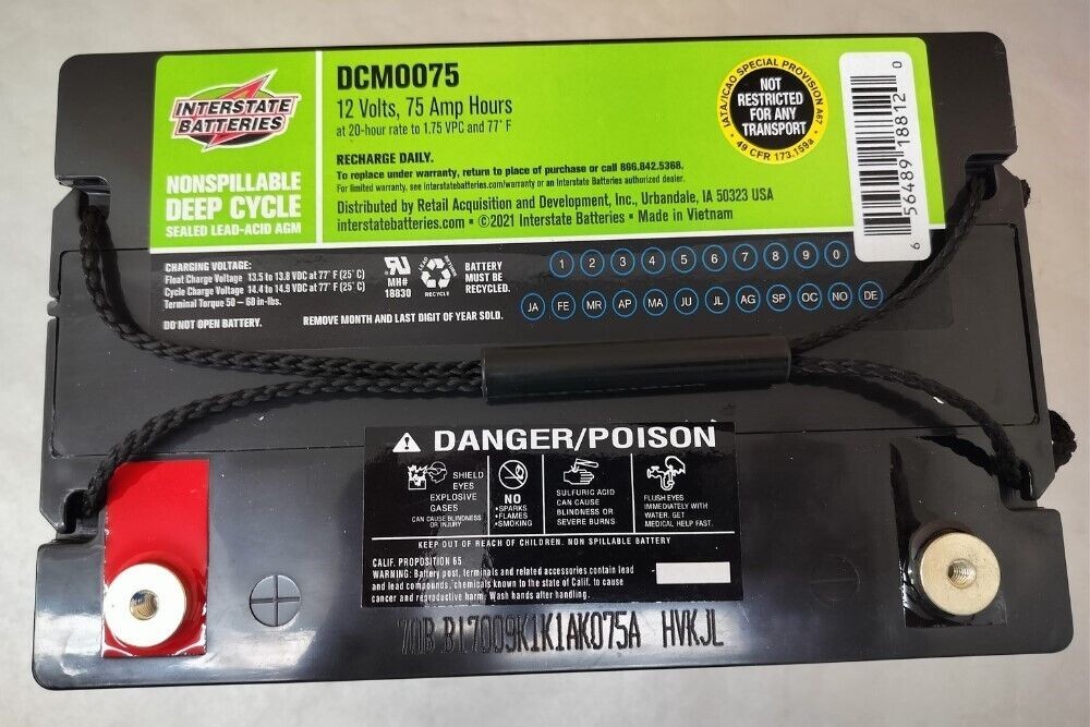 Interstate Batteries 12V 75Ah Deep Cycle Mobility Battery Rechargeable DCM0075