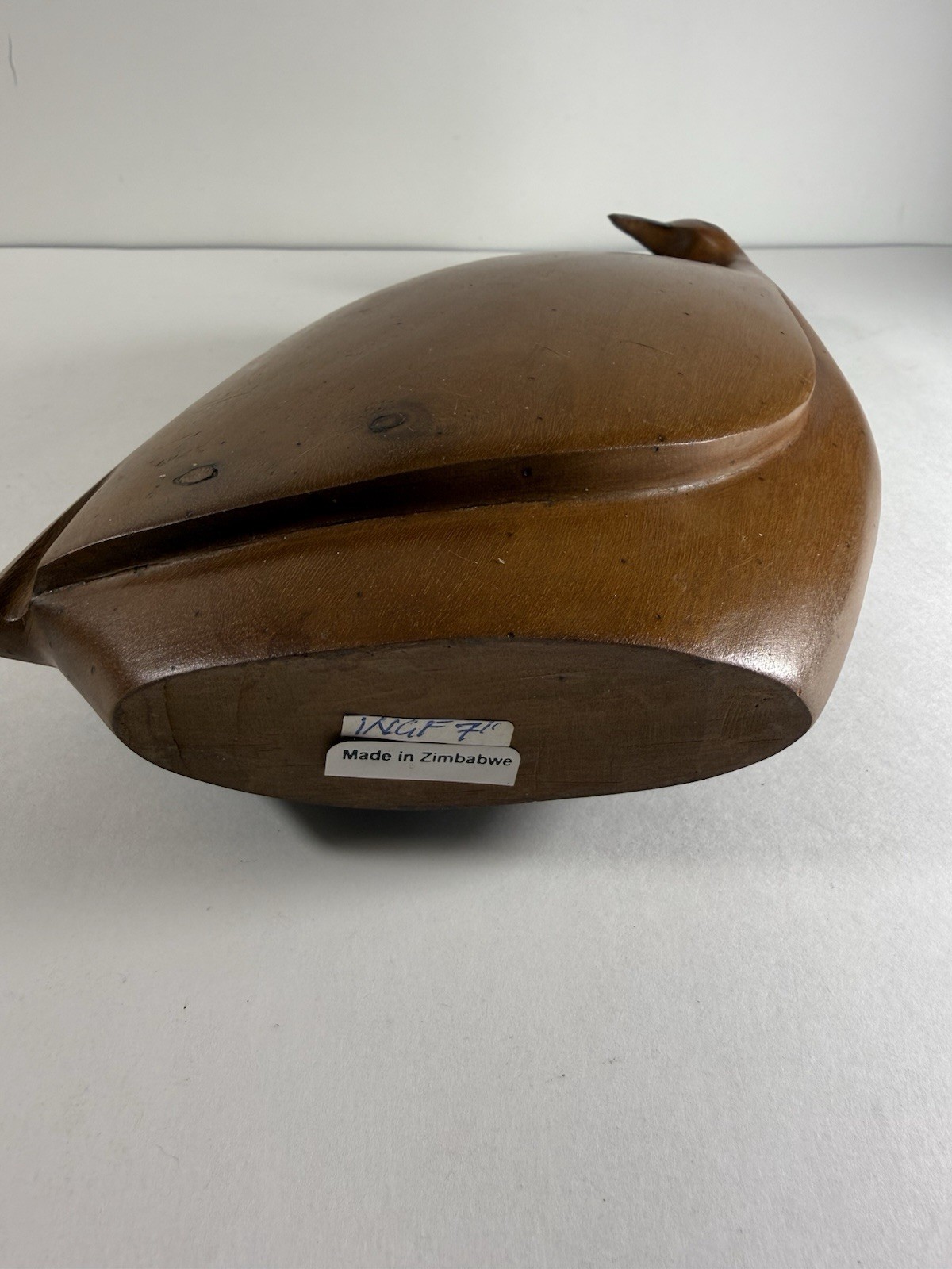 Vintage Guinea Fowl Wooden Carved Statue Zimbabwe African Art Bird Mid-Century