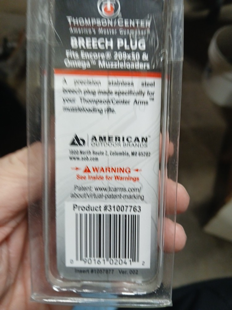 T/C Thompson Center Encore & Omega 209X50 Inline Muzzleloader Breech Plug 7763