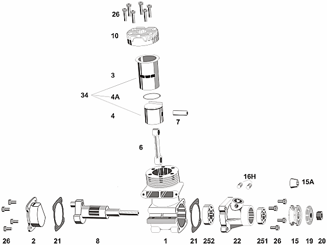 WEBRA 40 - 6.5cc engine back & front cover gaskets, New 1022/21