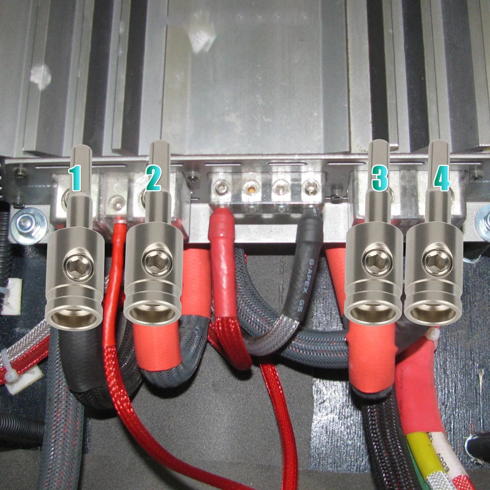 4PCS Car Audio Power/Ground 4 Gauge to 8 Gauge Amp Input Reducers Wire