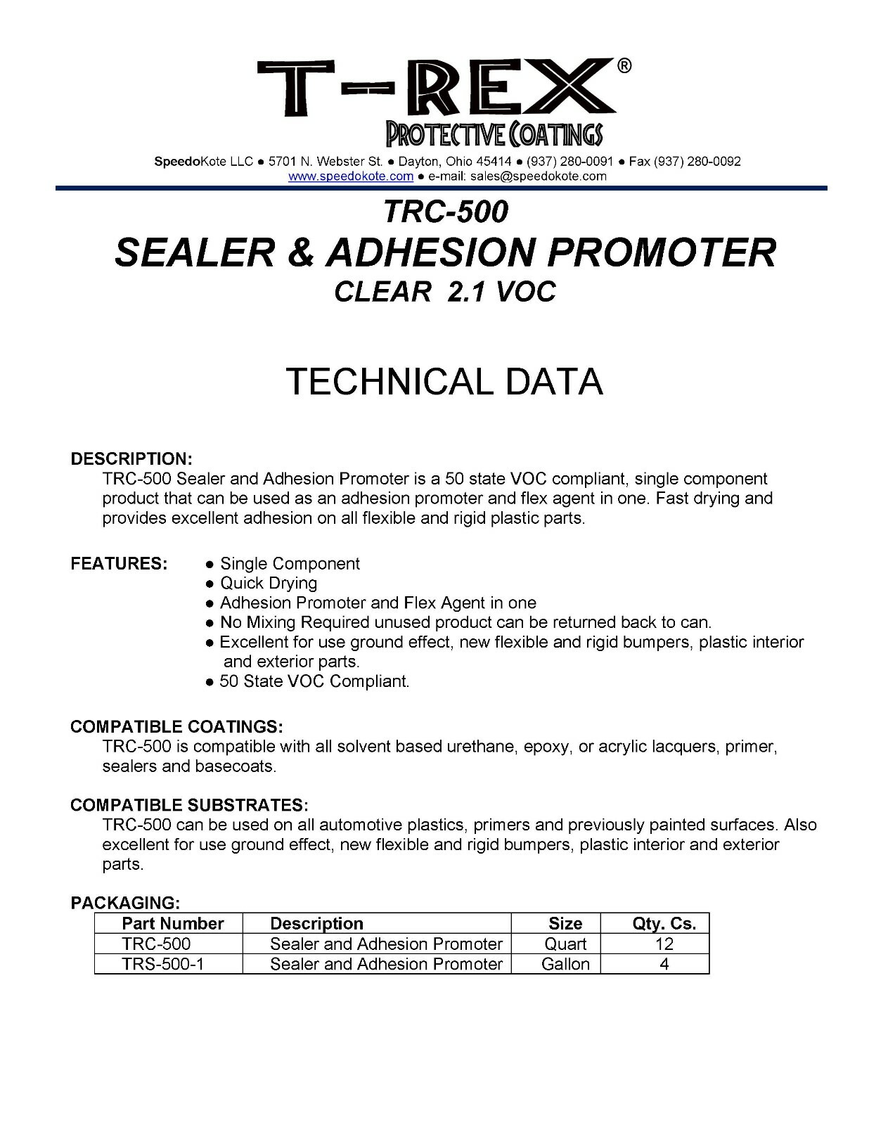 Adhesion Promoter Clear Sealer, Use on Plastic, Primer, Paint, TRC-500, 1 Gallon