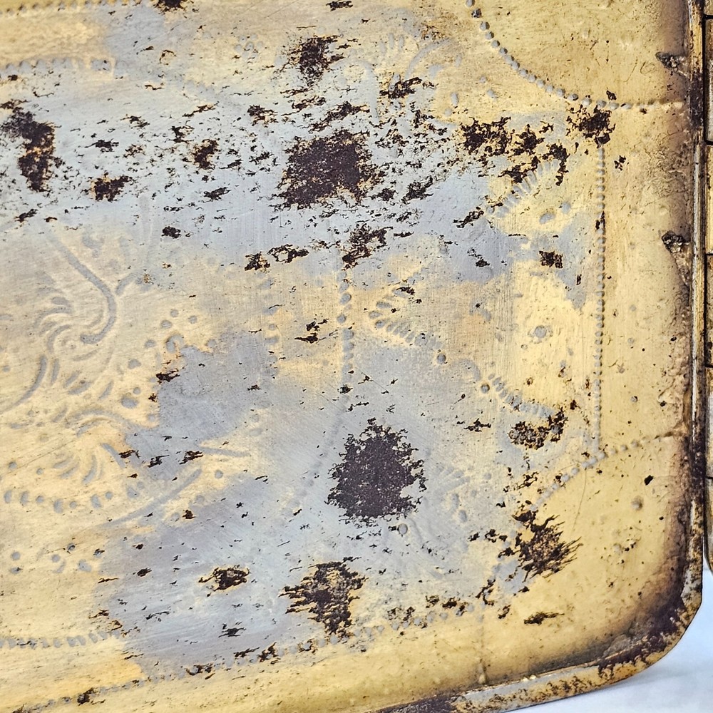 antique spain toledo cigar vesta case damascene dragon rectangular