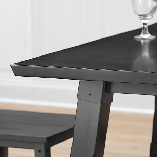 30" x 48" Rectangular Solid Wood Live Edge Restaurant Table Top in Gray Wood