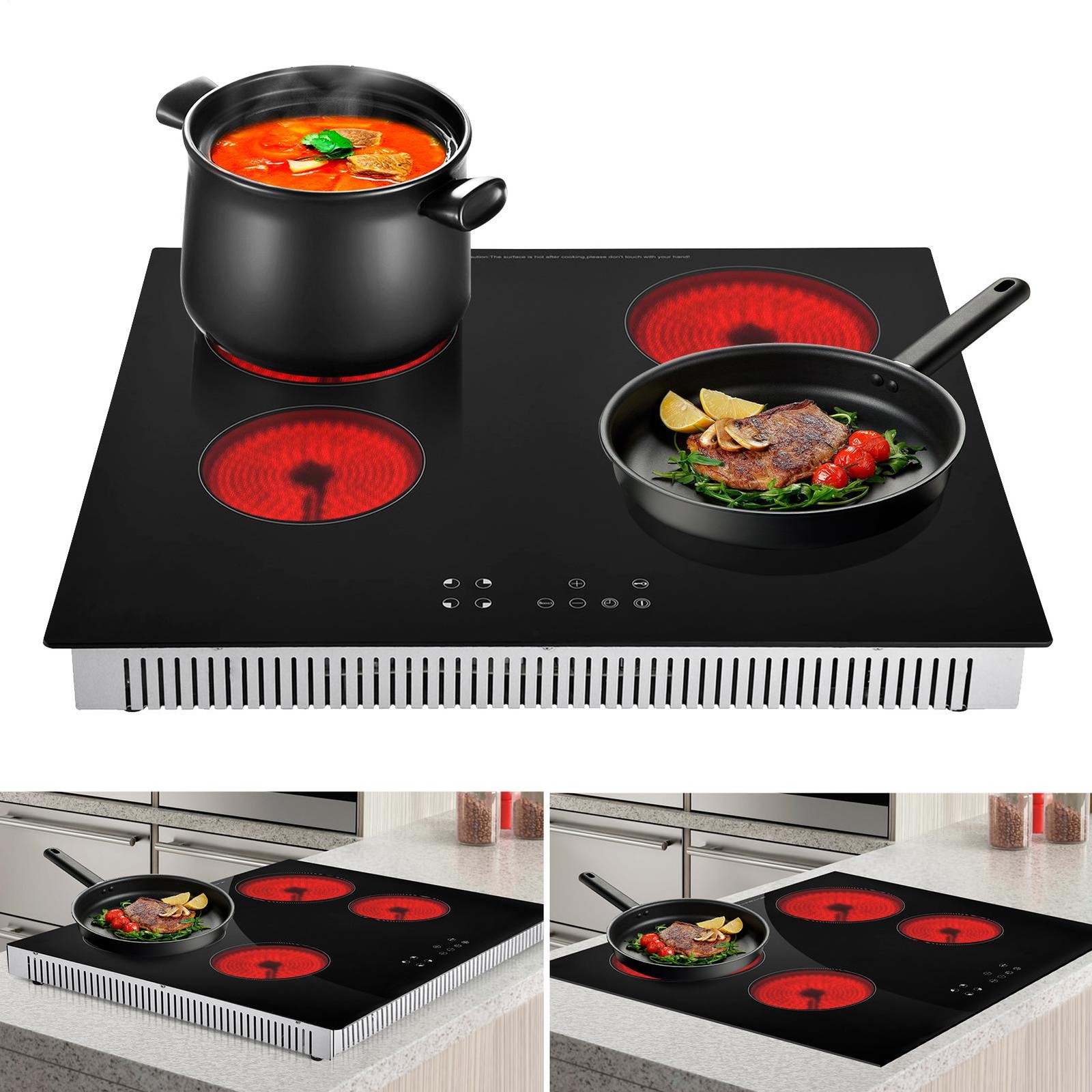 6800W Portable Induction Cooktop Countertop Four Cooker Burner Stove Hot Plate--