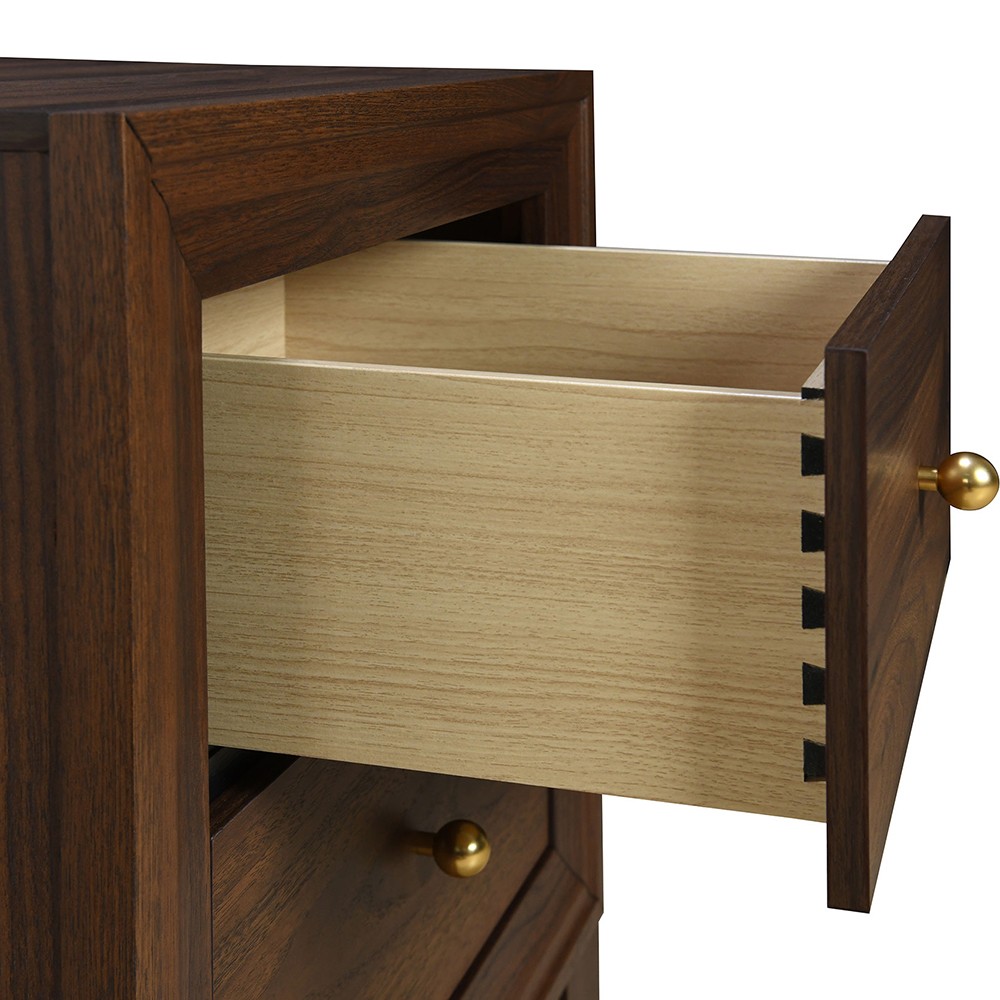 Walnut 2-Drawer Nightstand, Solid Wood Bedside Table, Modern Storage Cabinet
