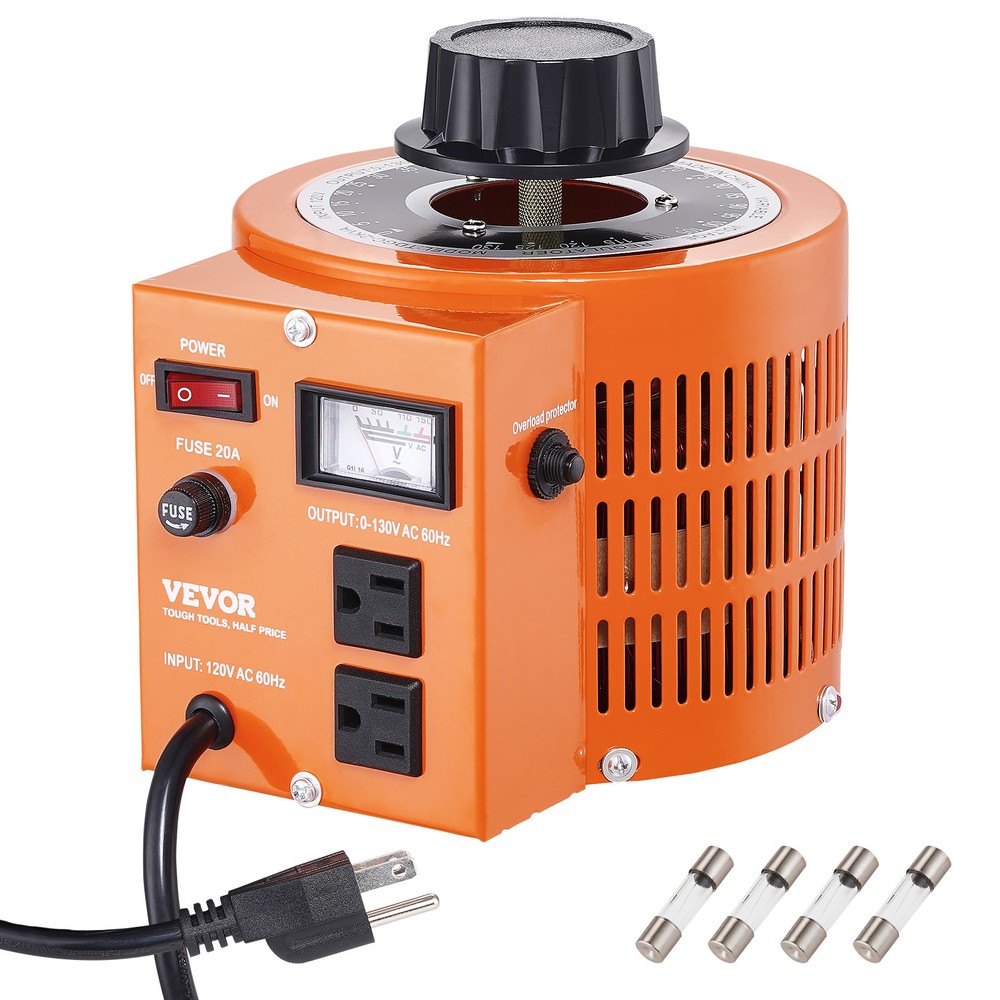 VEVOR 2000VA Variable Voltage Transformer 15.3A 0-130V AC Voltage Regulator