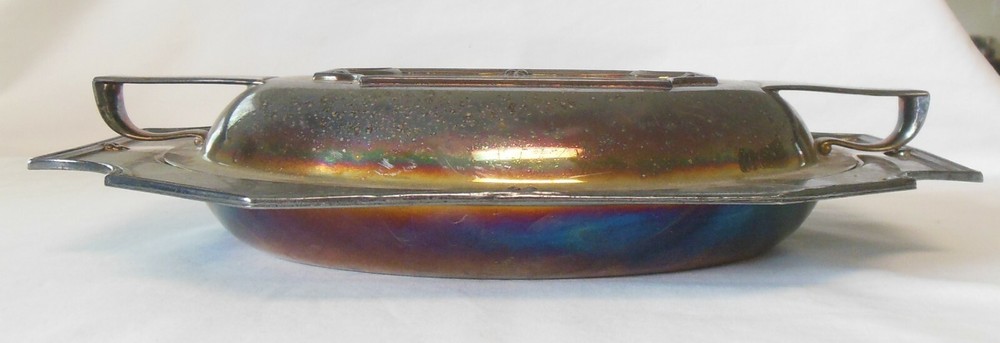 Knickerbocker Silver Co. Art Deco Silverplate Covered Serving Dish Mono