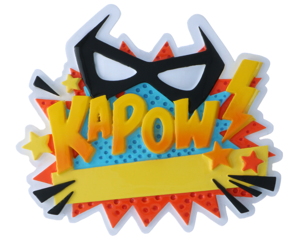 "KAPOW" Super Hero Personalized Christmas Ornament