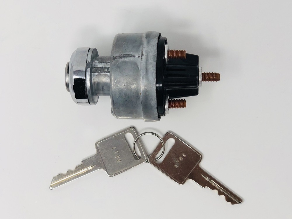 UNIVERSAL IGNITION SWITCH 12-VOLT 2-GM STYLE KEYS 4 POSITION ON OFF START ACC.