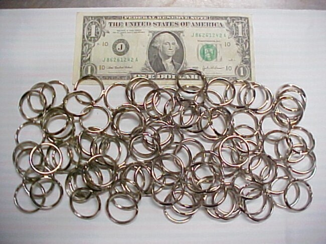 Lot 100 Bright Chrome Key Rings, Keyrings 26mm Diameter Plated Steel, Keys, New