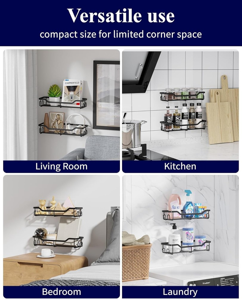 Kitsure Shower Caddy Large - Adhesive Organizer, Large, Black