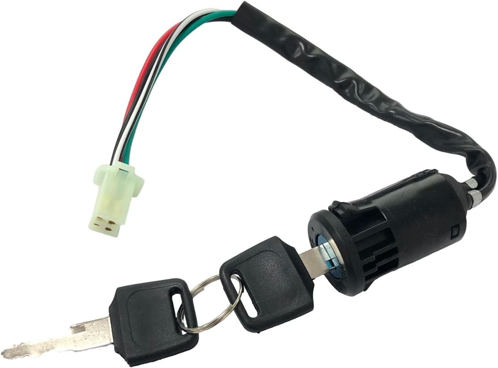 Motorcycle Ignition Switch, 4 Wire Pin Ignition Switch with 2 Keys, Key Locking