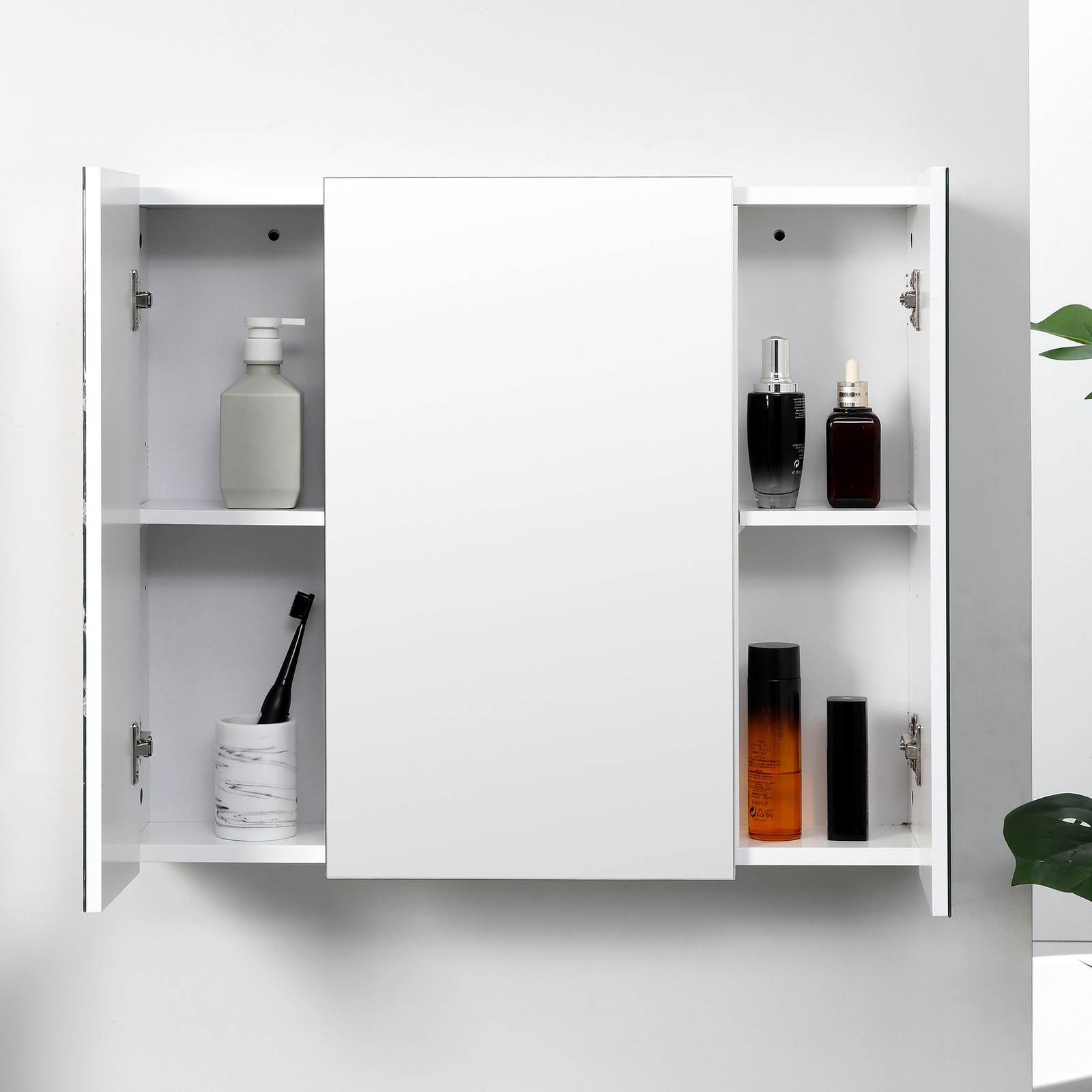 Wall-Mounted Mirror Medicine Cabinet for Bathroom 3-Door and Adjustable Shelves