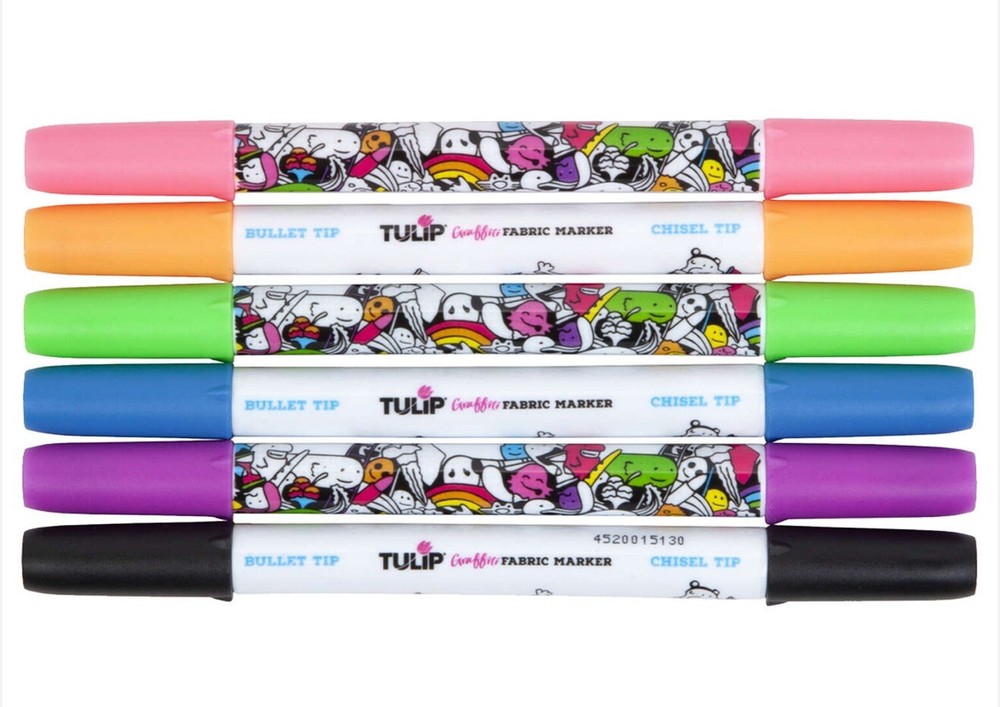 Tulip Graffiti Fabric Markers 6/Pkg Neon - Chisel Tip