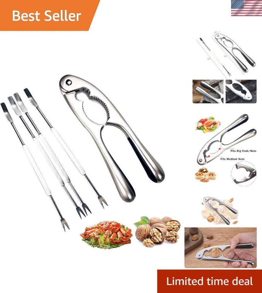 Durable Nut & Seafood Cracker Set - Includes 4 Picks for Hassle-Free Enjoyment