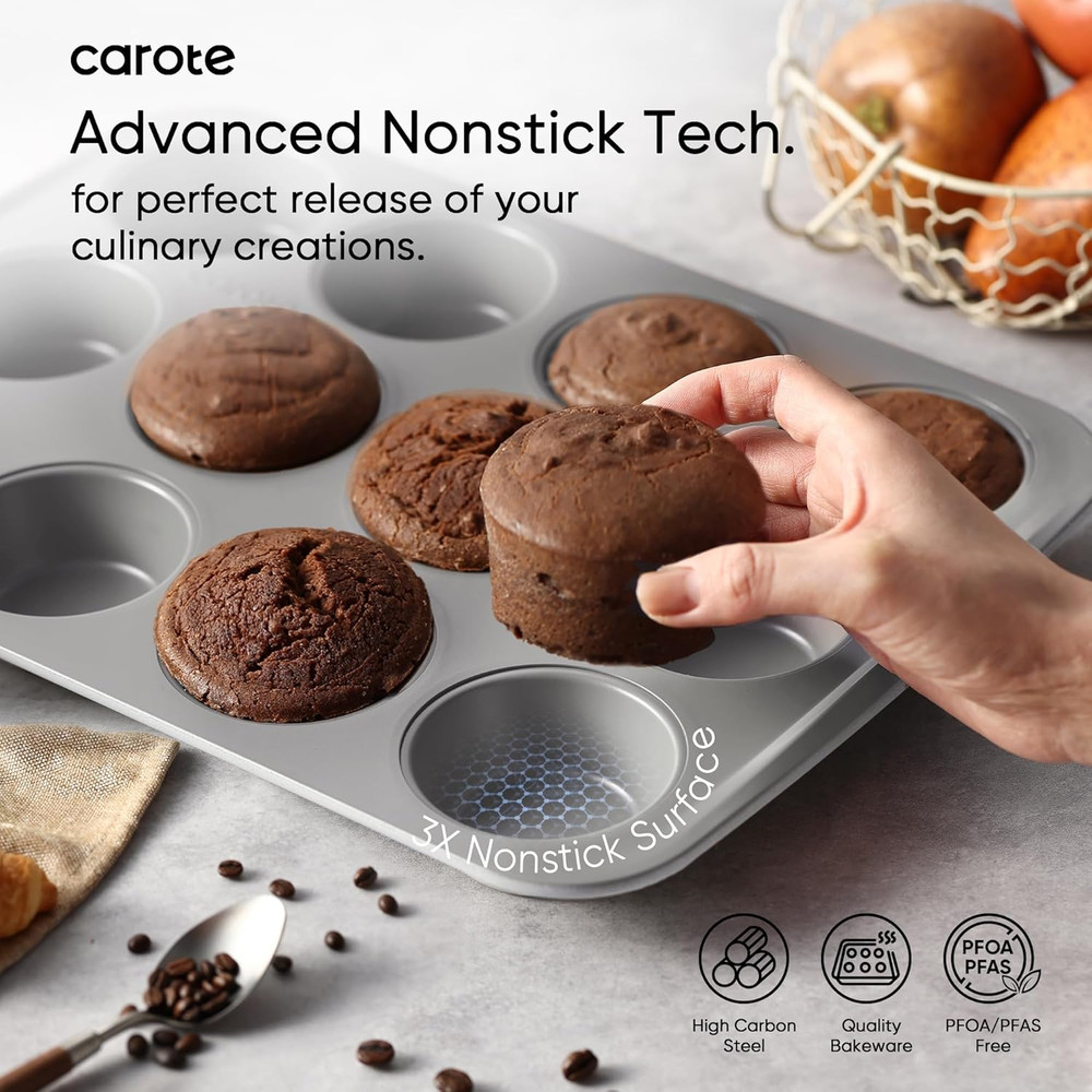 7-Piece Nonstick Stackable Baking Pans Set - Bakeware Sets Including Cookie Shee