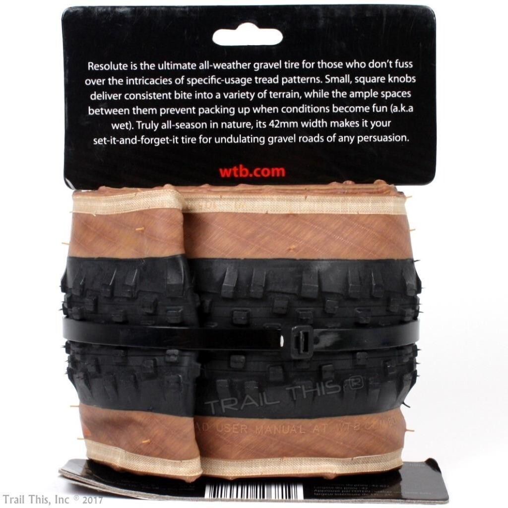 2 WTB Resolute 700 x 42 TCS Tubeless Black & Tan Gravel Bike Tires Two-Pack