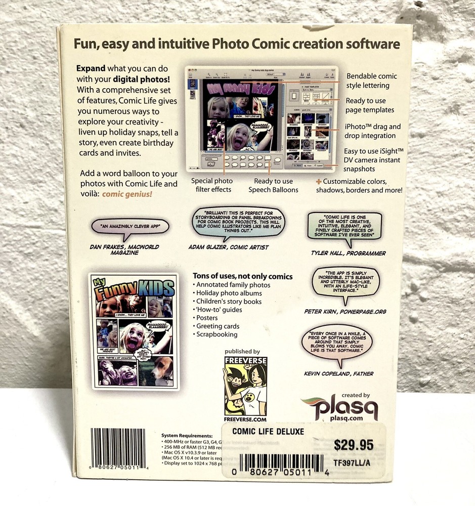 Plasq's Comic Life Deluxe Edition for Mac (Universal), 2006, with Key Code