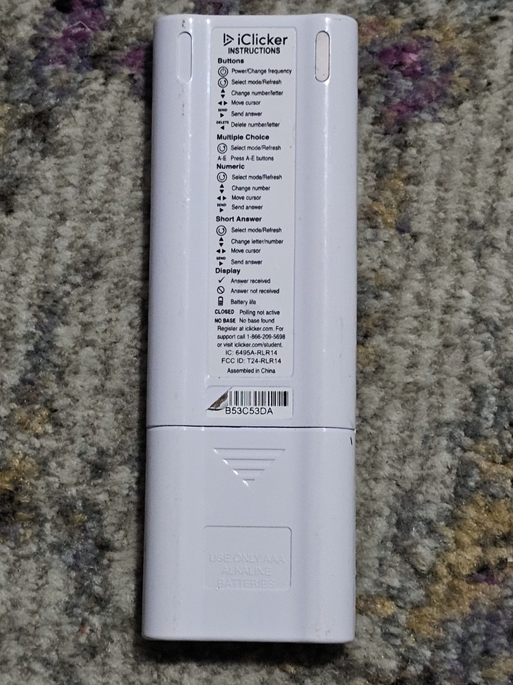 iClicker 2 Student Remote Classroom Response Control (Tested Working)