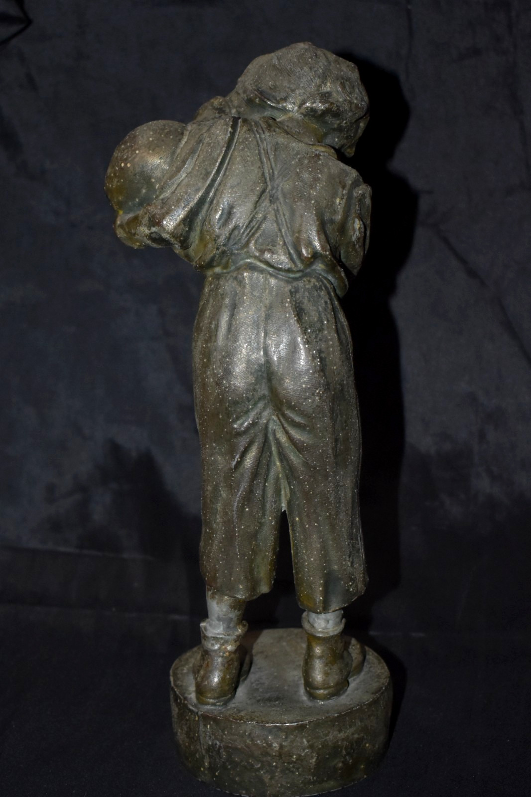 Antique "A BEGINNER" Hollow Metal Spelter ? Sculpture 11.25”T