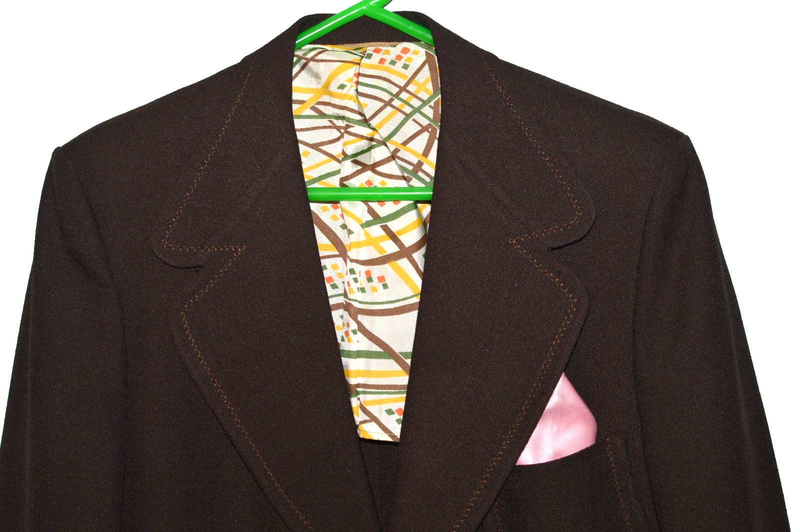 40L Long 40 L USA RATNER CLOTHES Mens Vintage Brown Polyester Blazer Suit Jacket