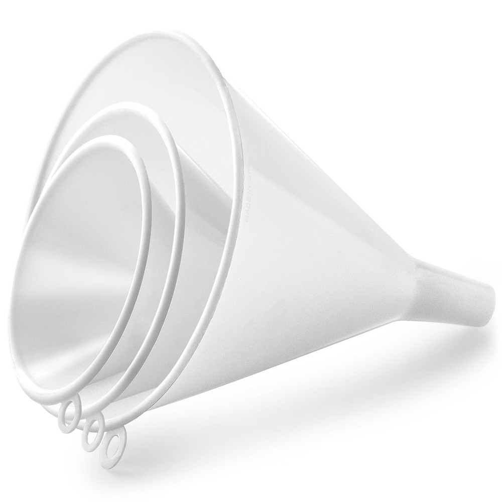 3-Piece Plastic Funnel Set, Large Medium Small Kitchen Funnels, Food Grade
