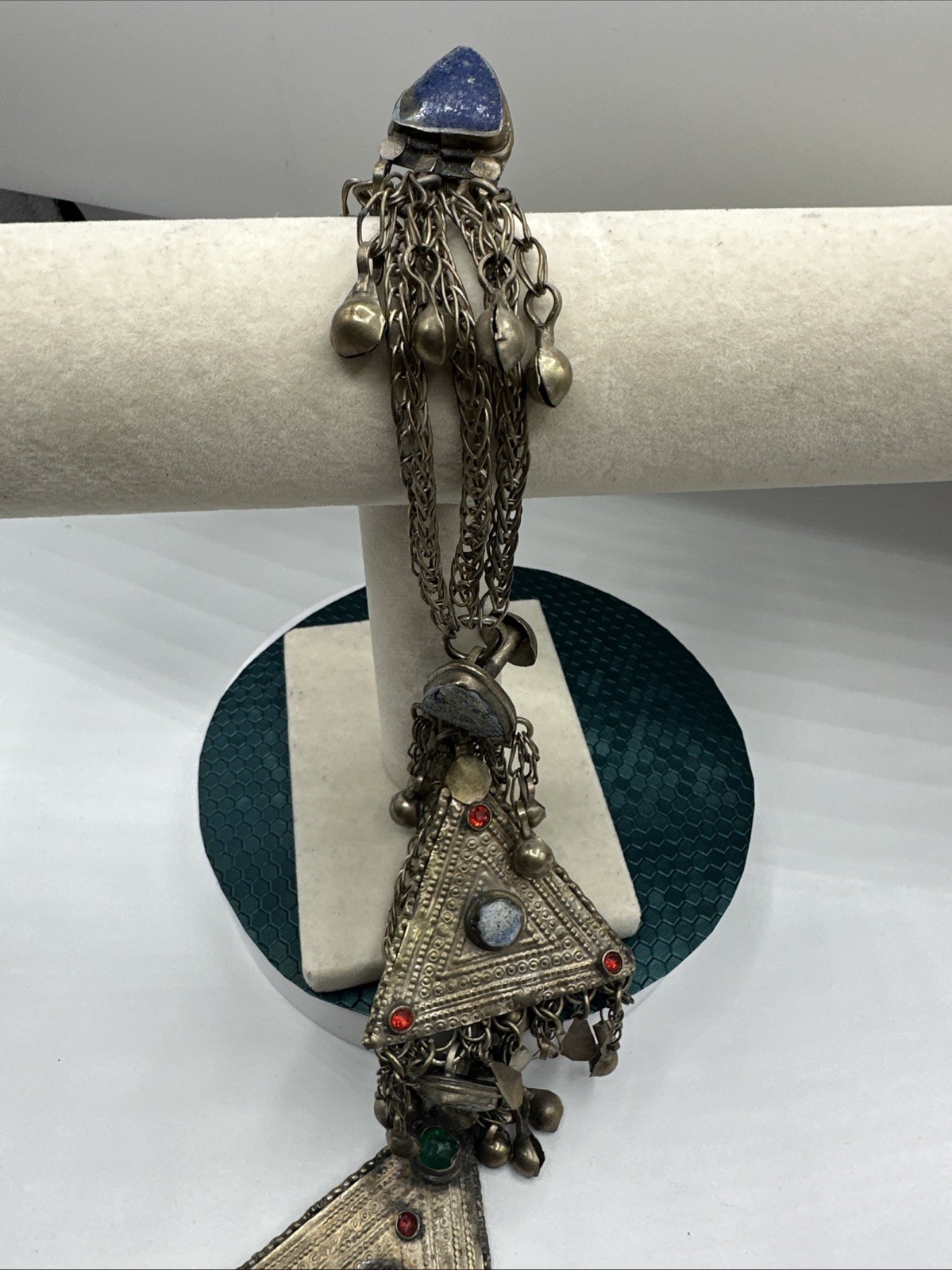 Vtg Tribal Kuchi MultiStones and Alpaca Hair Piece. Sonorous rattling.See pics.