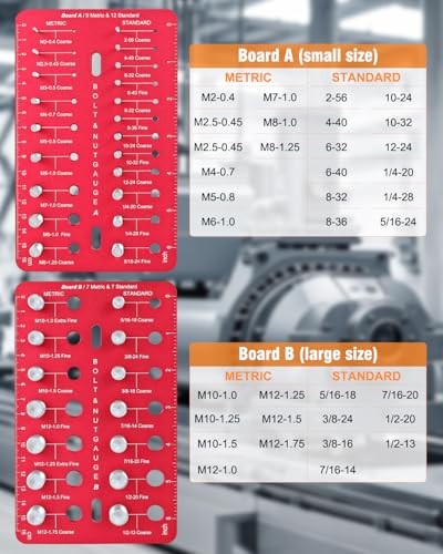 Thread Checker, Nut and Bolt Thread Checker with 19 Standard and 16 2-board