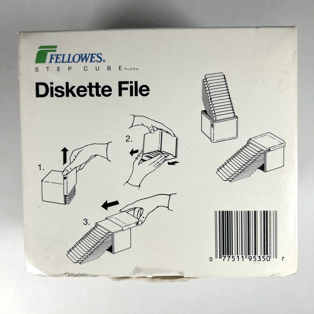Fellowes Step Cube Plus Disk Holder, Holds 15 3.5" Disks *New*